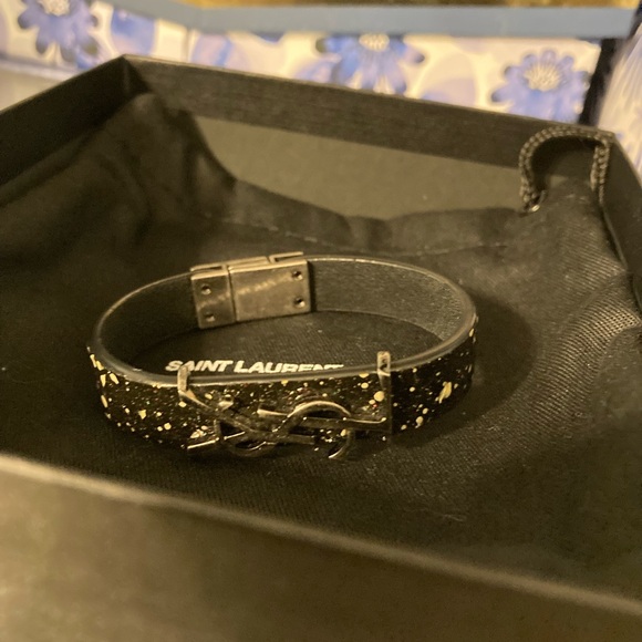 Saint Laurent Speckled Black and Gold Bracelet